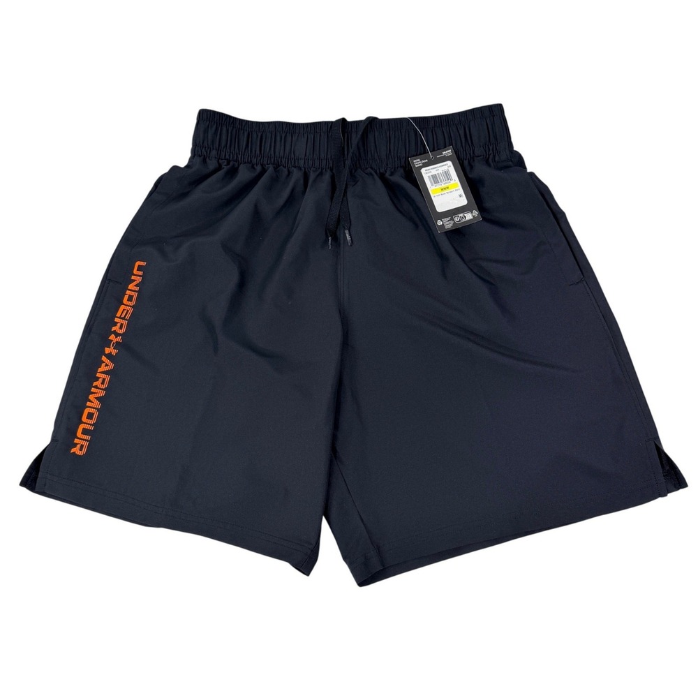 Under Armour Mens Tech Woven Wordmark Shorts Black Orange 1383356 Medium NWT - Picture 7 of 7